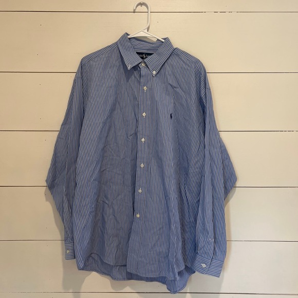 Mens Ralph Lauren Blake Long Sleeve Button‎ Down Blue Stripe SZ XL - Picture 1 of 7